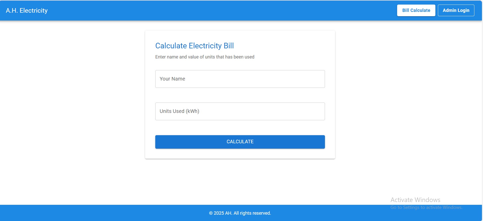 Utility Bill Calculator